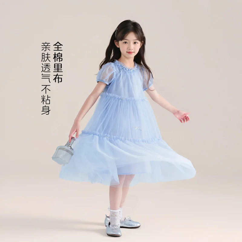 

Детское платье TUTULittle Elephant для девочек, новинка 2026 года, летнее стильное сетчатое платье принцессы, праздничное платье для отпуска