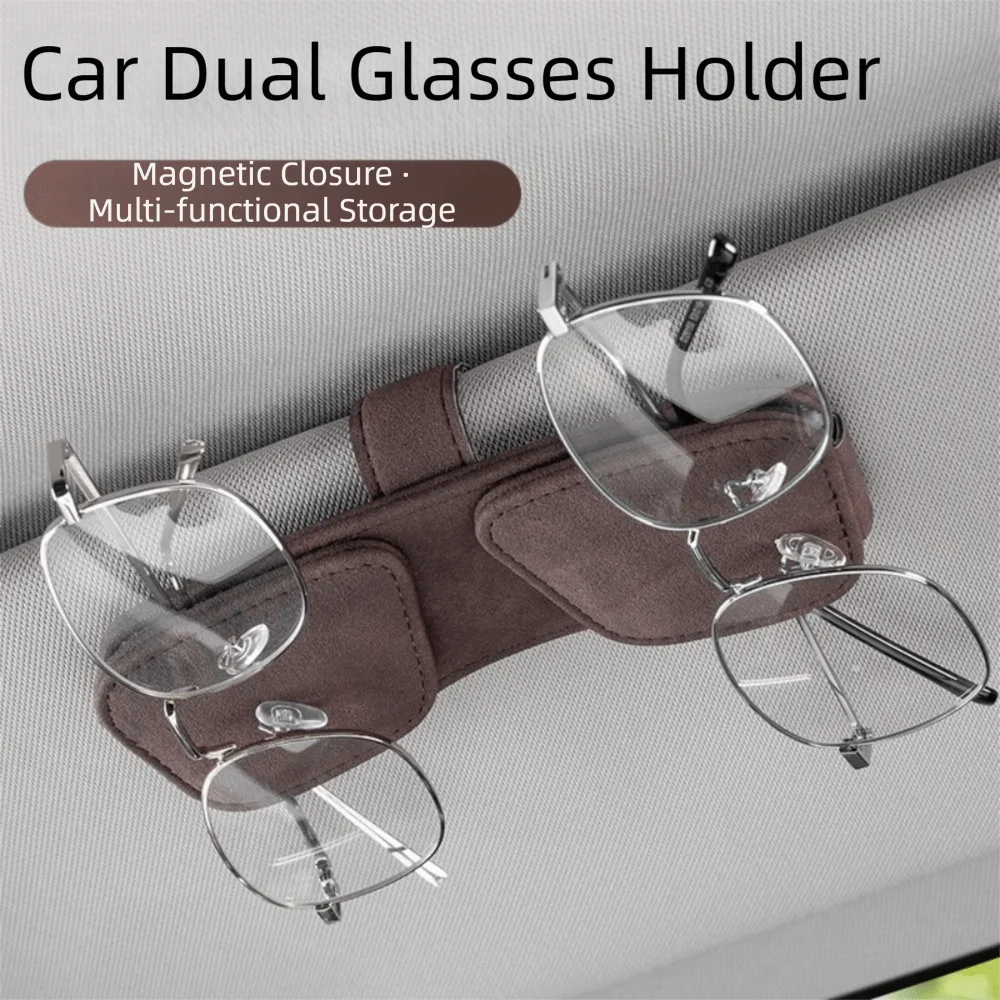 

Magnetic Sunglasses Holder Multifunctional Practical Car Sun Visor Clip Space Saving Dual Clip Auto Sun Visor Organizer