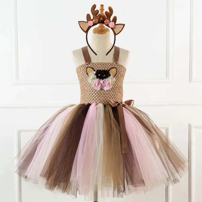 Vestido de tutú Fansy para niña, disfraz de ciervo para fiesta, Carnaval, Navidad, baile de graduación, ropa de Purim, 2-12 años
