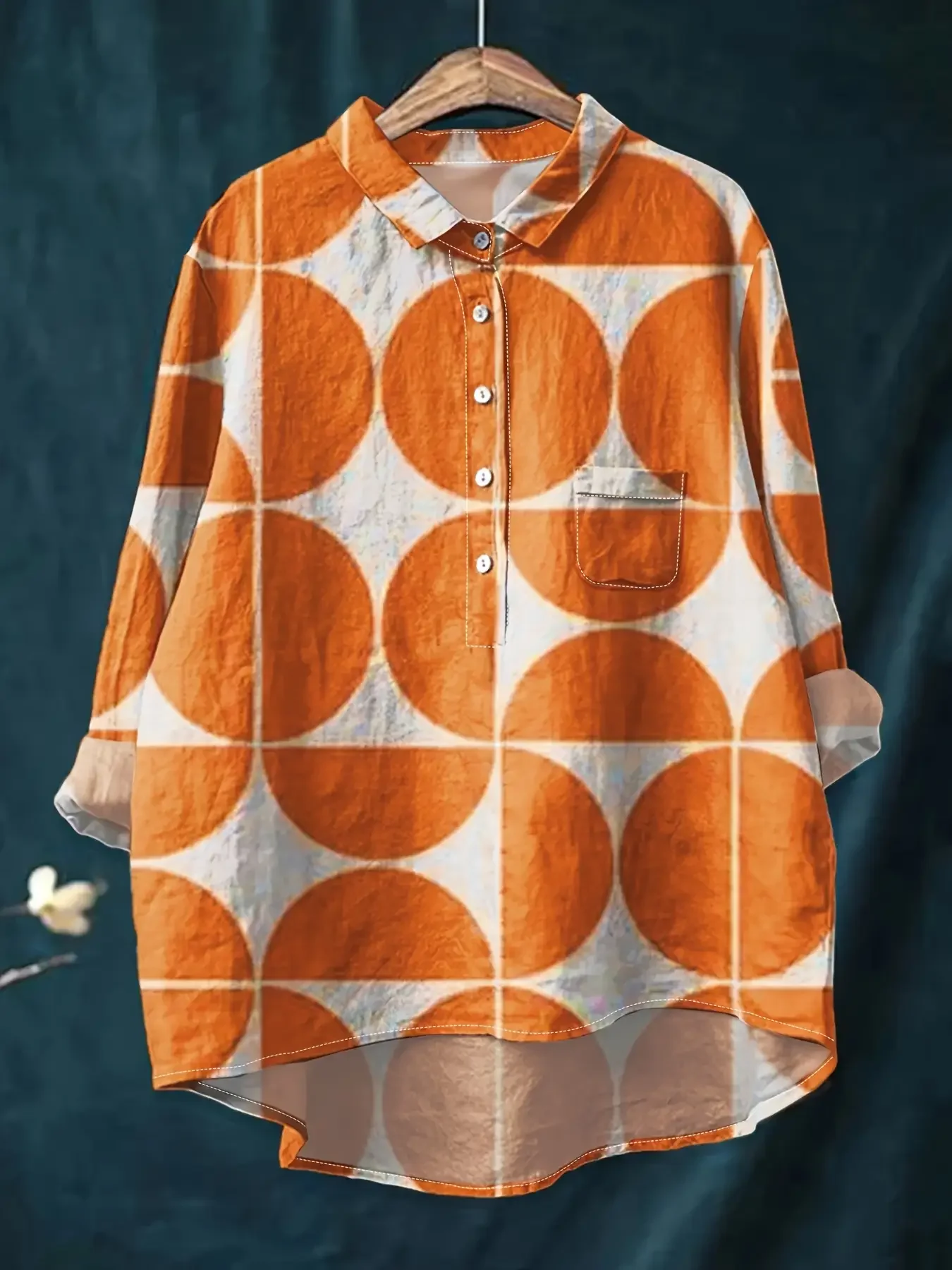 قميص نسائي كاجوال فضفاض من Passionate Rose بأزرار مطبوعة على شكل زهرة - قميص عادي