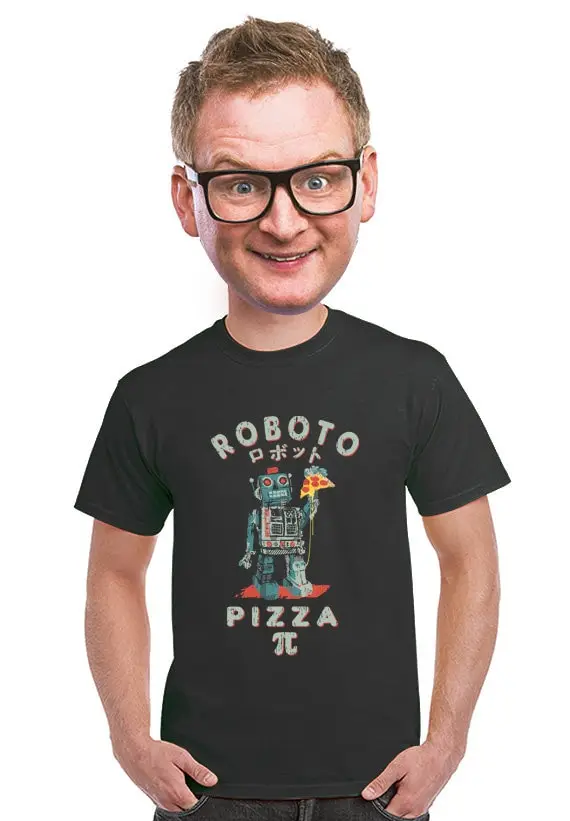 Roboto-Camiseta de Robot de Pizza Geeky, divertida camiseta japonesa de Manga Sci Fi, Fan Para Geeks Foodie, regalo Retro, amante de los Robots, S, 4Xl