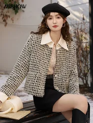 MISHOW Wool Blend Tweed Jacket Women Luxury High Quality Vintage Fashion Cropped Jackets Office Ladies New Outwear MXC59W0200