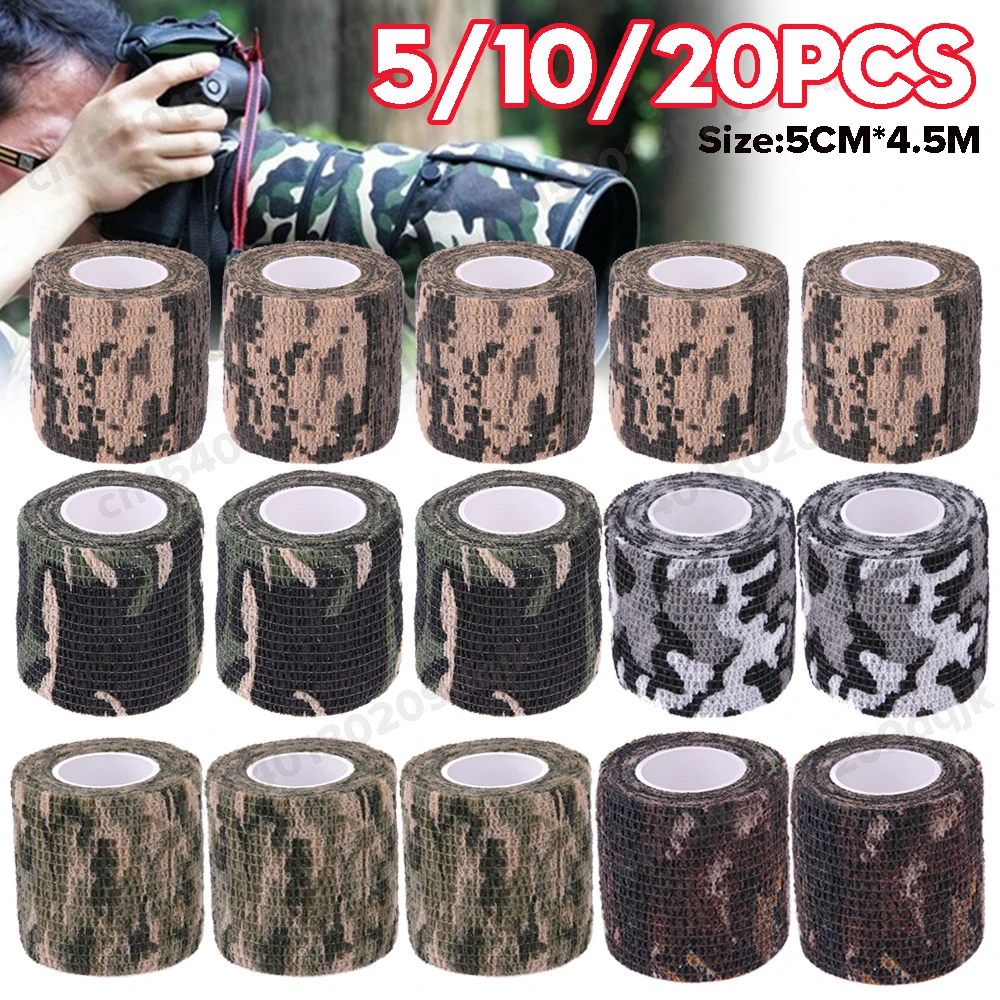 20-5PCS Hunting Camouflage Tape Camo Gun Hunting Waterproof Camping Camouflage Stealth Duct Tape Camouflage Cycling Stickers