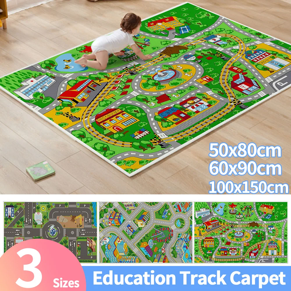 Road Mat Children Traffic Car Map Boy Girls Educational Toy Road Carpet Playmat For Baby Mats Cartoon City Rug Kids Toys Games