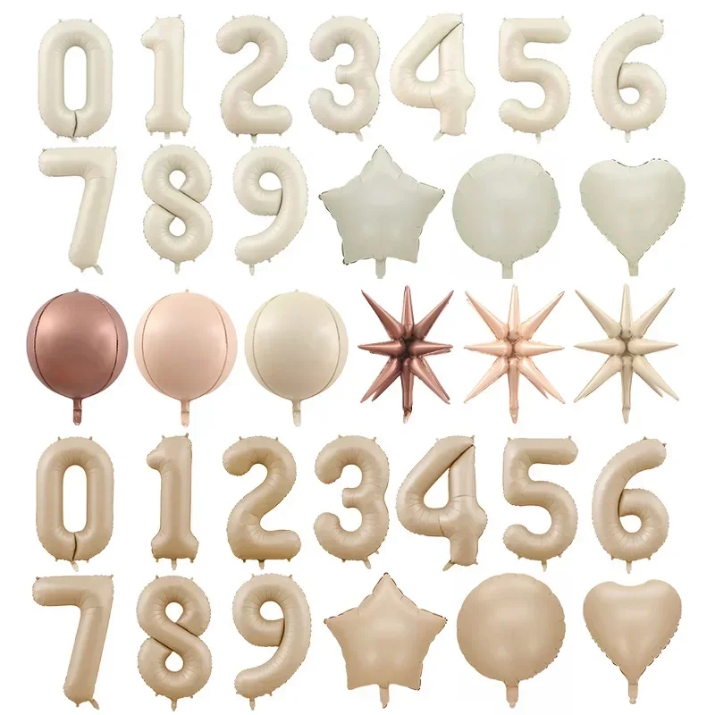 32/40Inch Cream Color Large Number Balloon 1-9 Digital Foil Balloons Kids Adult Birthday Party Decoration Baby Shower Supplies