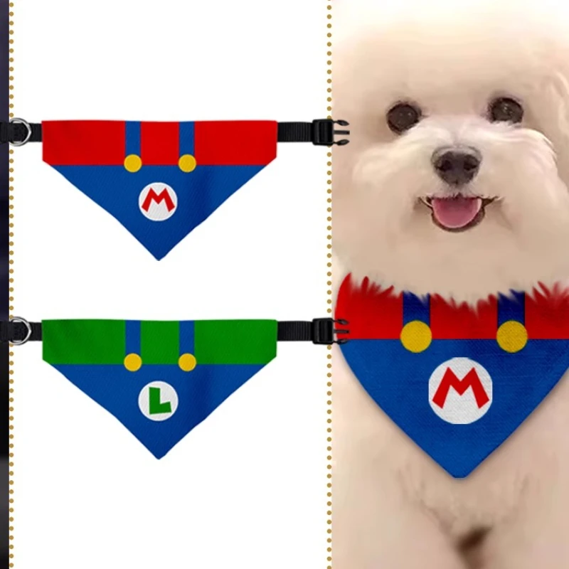 Super Mario périphérique Luigi Pet hirondelle écharpe chiens et chats Triangle écharpe grande moyenne petite écharpe imperméable