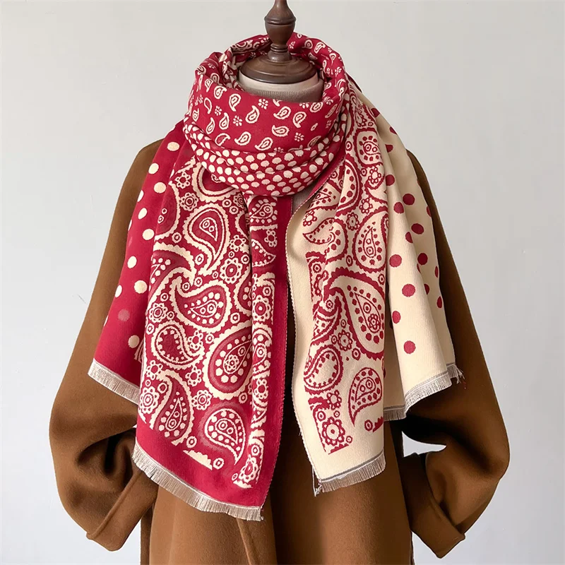 2024 Women Winter Scarf Cashmere Pashmina Shawls and Wraps Design Paisley Blanket Scarves Thick Warm Bufanda Echarpe Stoles