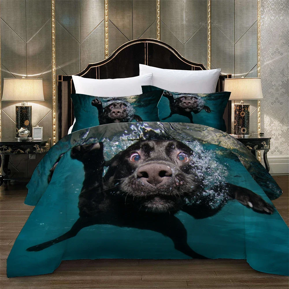 

Bedclothes Winter 2/3pcs Bed Sets Swimming Dog Kids Bedding Set Digital Print 3D Dachshund Duvet Cover Set Dropship Ropa De Cama