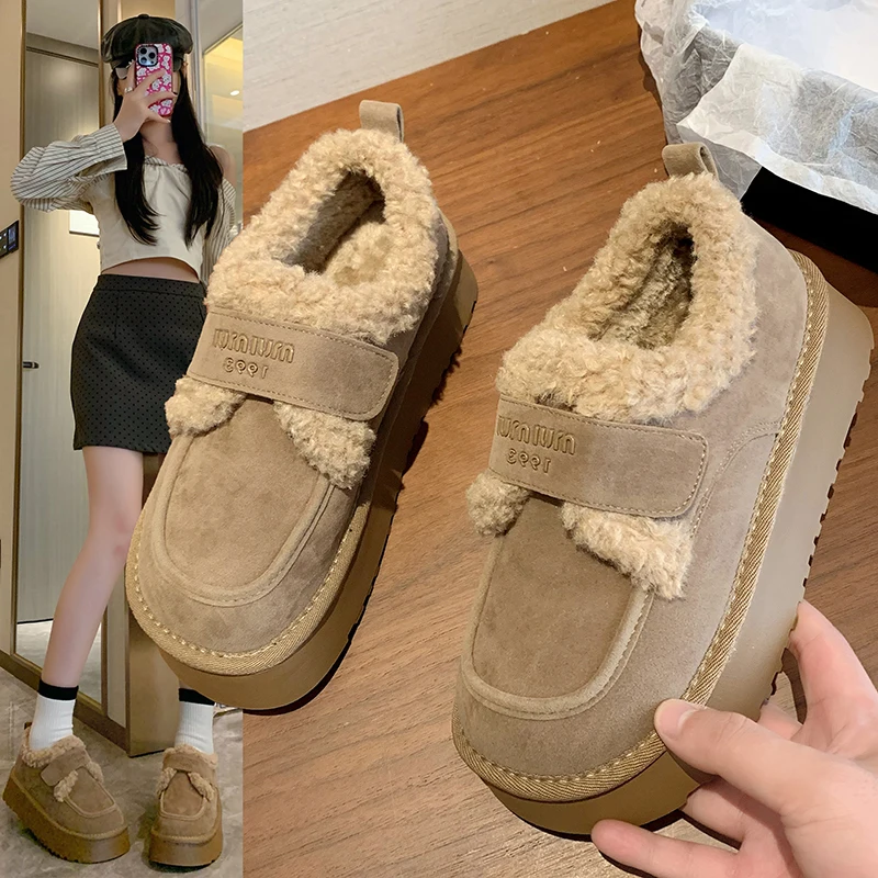 Comfortable Indoor Soft Non-slip New Walking Plus Fleece Warm and Comfortable New Fluffy Shoes Cotton Slippers Outdoor