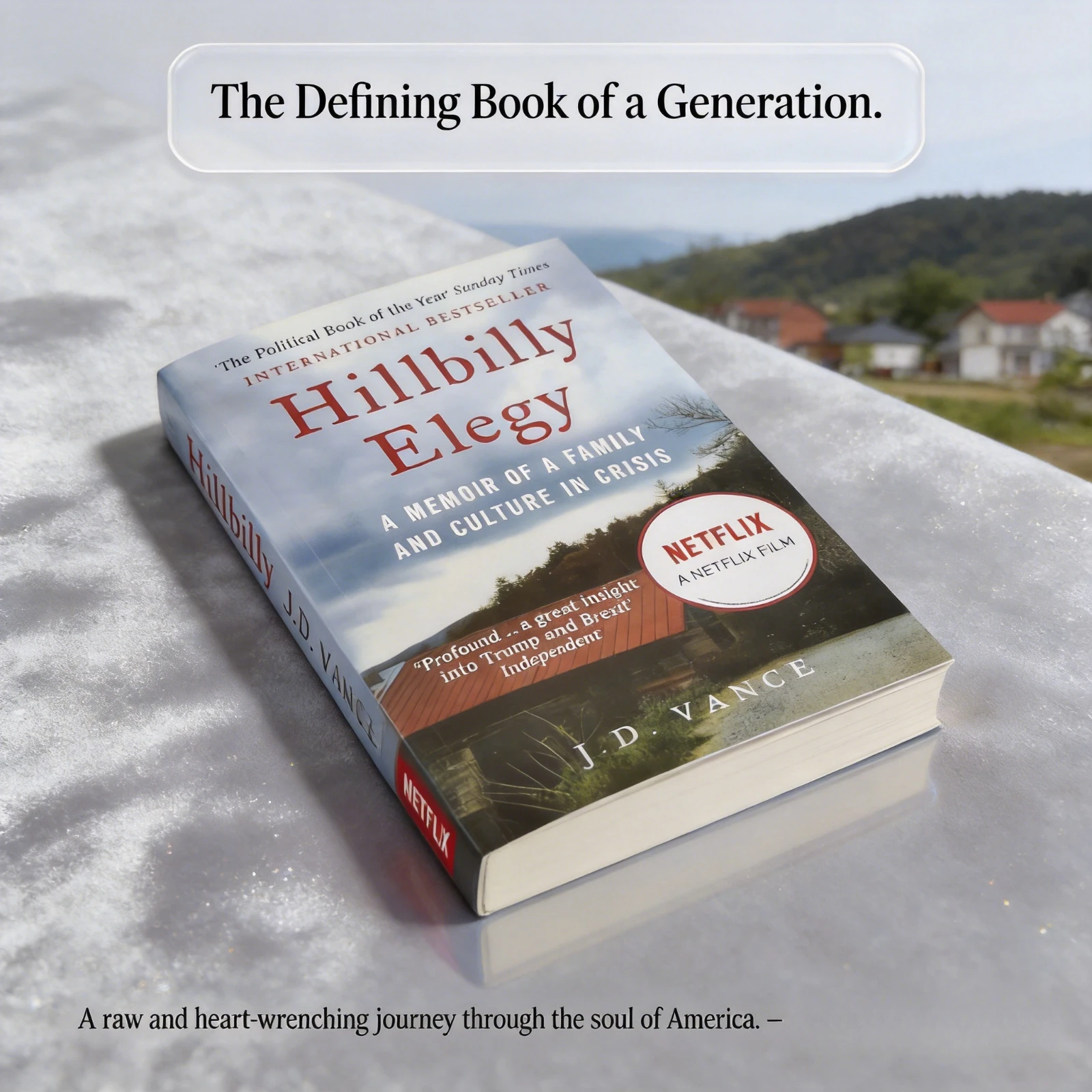 

Hillbilly Elegy By J.D. Vance Memoir of Family and Culture Crisis Non-Fiction Literature Book