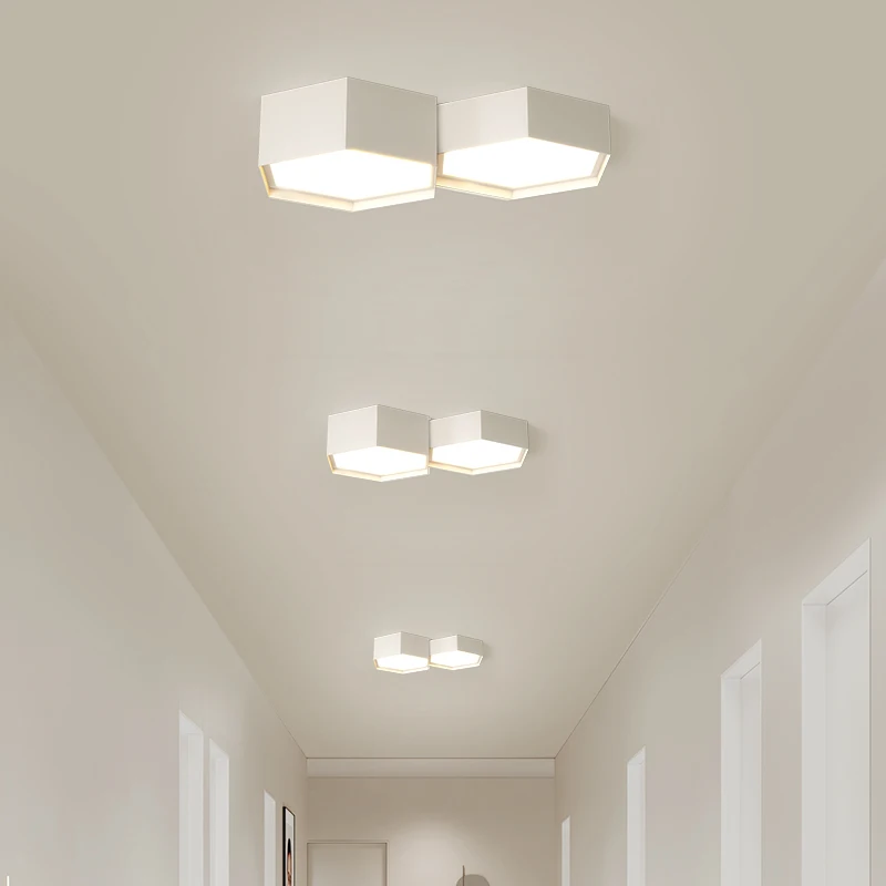 Luz de techo LED blanca y negra para sala de estar, dormitorio, cocina, pasillo, candelabro, luces de decoración del hogar, lámpara de punto de diamante creativo