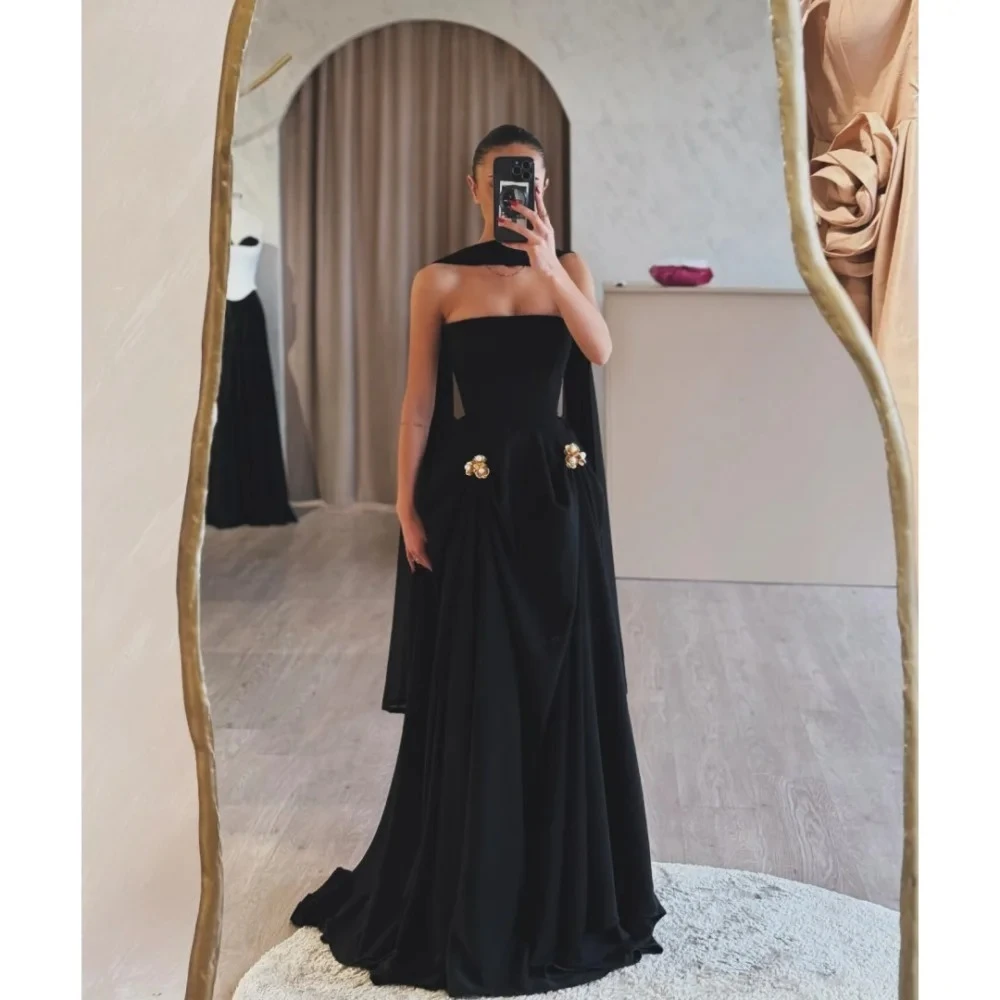 اللؤلؤ الزهور الديكور الأوشحة الطويلة الجلباب دي سواريه أربعة اتجاهات تمتد فساتين الحفلات ألف خط فستان حفلة موسيقية مخصص