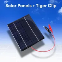 12V 10W Solar Panel Portable Polysilicon Epoxy Panel Outdoor DIY Solar Charging Panel with Clip for 9-12V Battery Charging