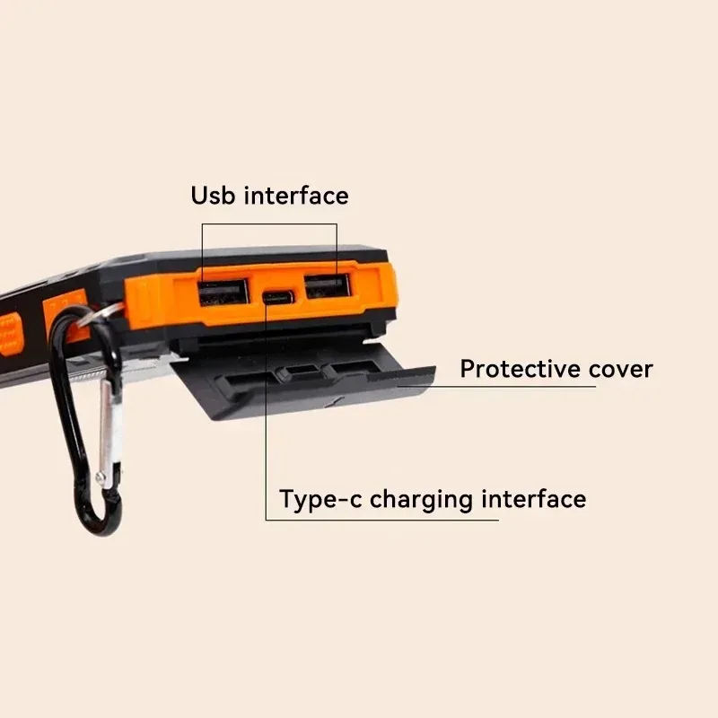 Alimentation de secours portable de grande capacité avec boussole, 20000mAh, 100% d'origine, alimentation solaire, pêche sauvage, camping en plein air