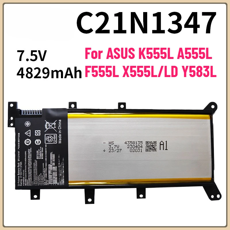 

Аккумулятор для ноутбука 7,5 В, 4830 мАч C21N1347 подходит для ASUS K555L A555L F555L X555L/LD Y583L