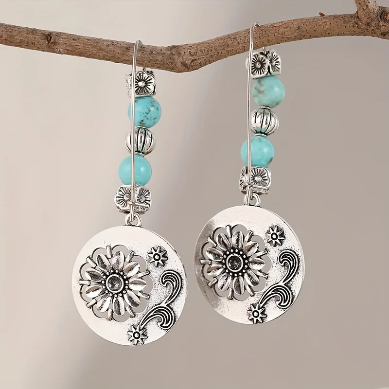 Vintage Ethnic Feng Shui Drip Hollow Women's Earrings Flower earrings Bohemian Vacation Geometric Pendant Jewelry Party Jewelry