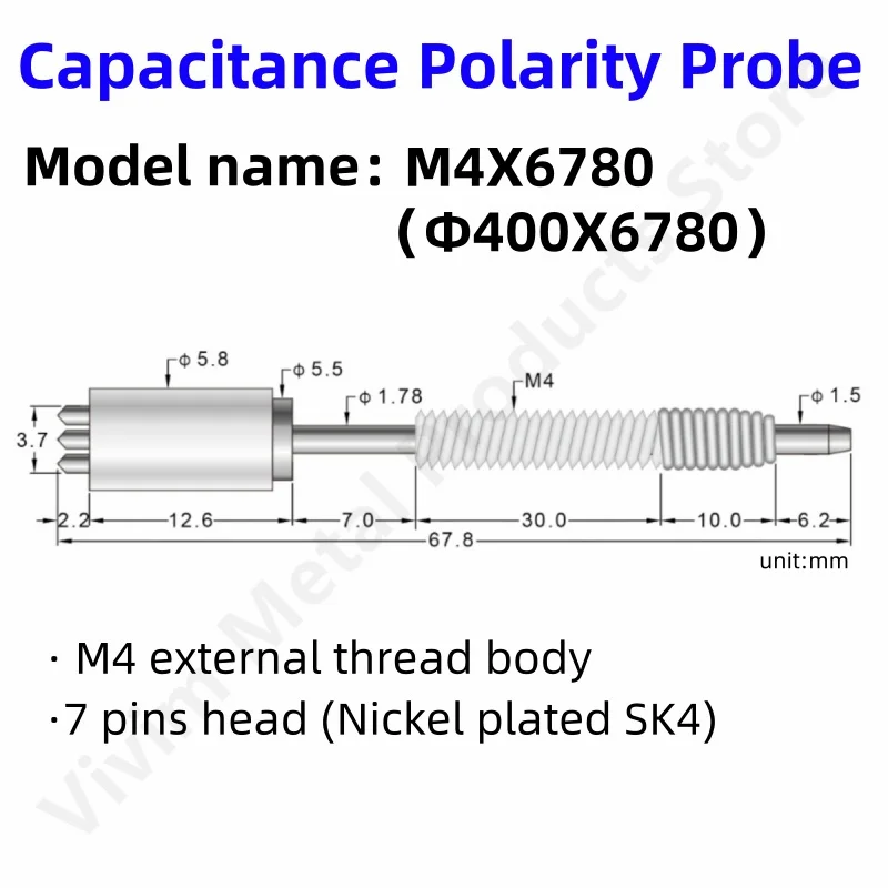 

1PCS Capacitor polarity Pin M4*6780 7pin outer tooth capacitor needle with tooth capacitor polarity Probe 7-core test needle