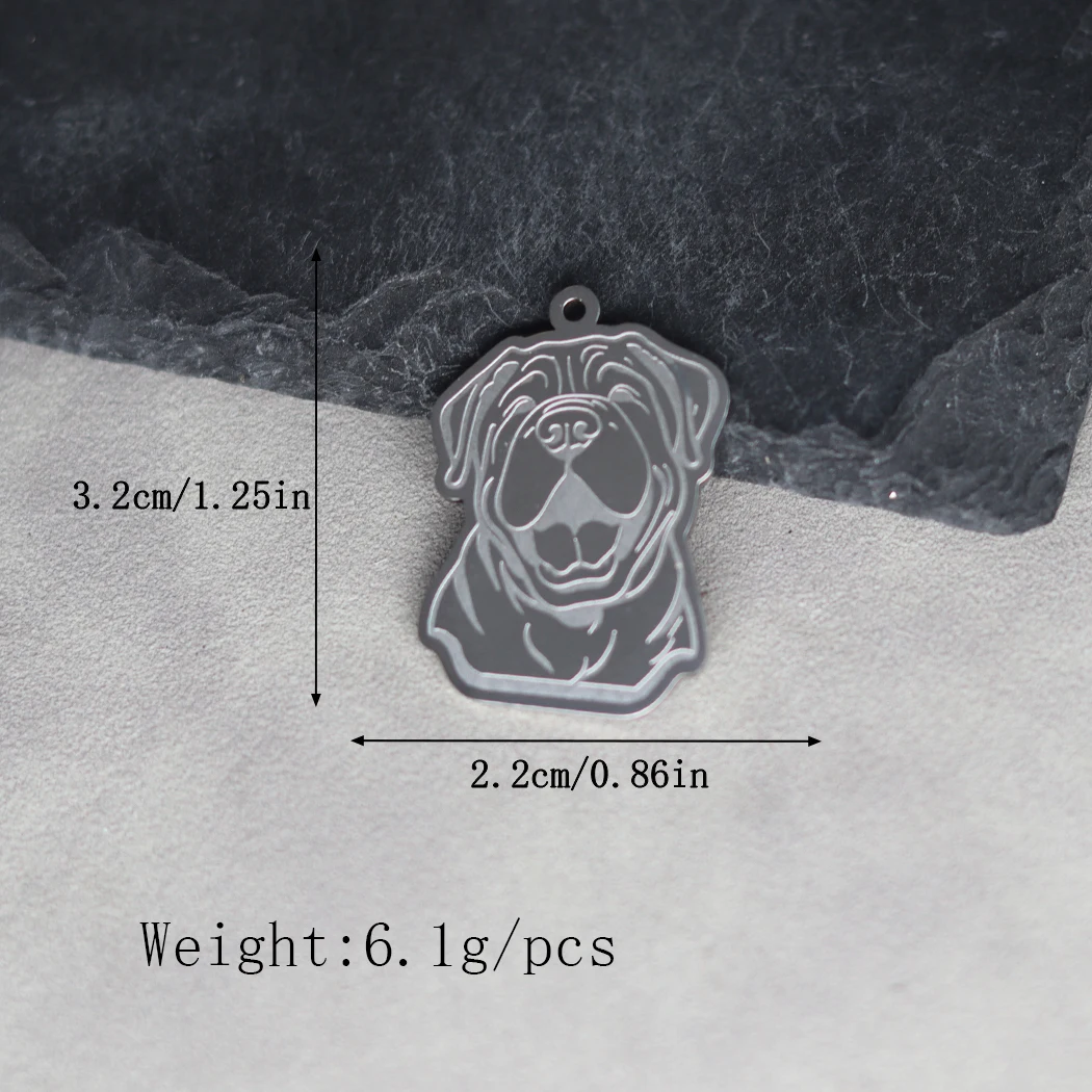 2pcs Dog Charms For Jewelry Making Supplies Stainless Steel Shar Pei Charm Pendant DIY Earring Necklace Keychain