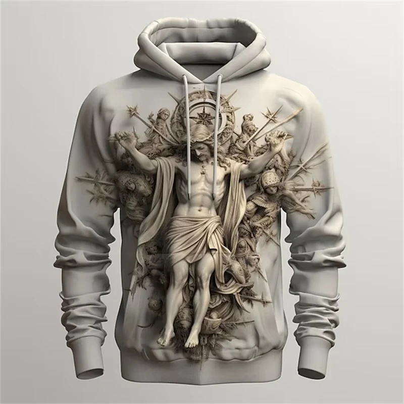 3d Print Jesus Cross Hooded Sweatshirt New In Casual Long Sleeve Oversized Mens Hoodie Sportwear Clothes Plus Size Hoody For Men