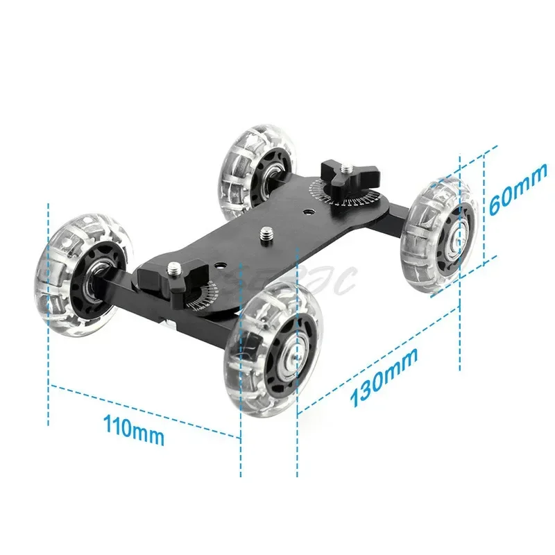 Cursore da tavolo per fotocamera Dolly Puleggia direzionale da tavolo per riprese di auto Mini stabilizzatore per auto video per fotocamera DSLR