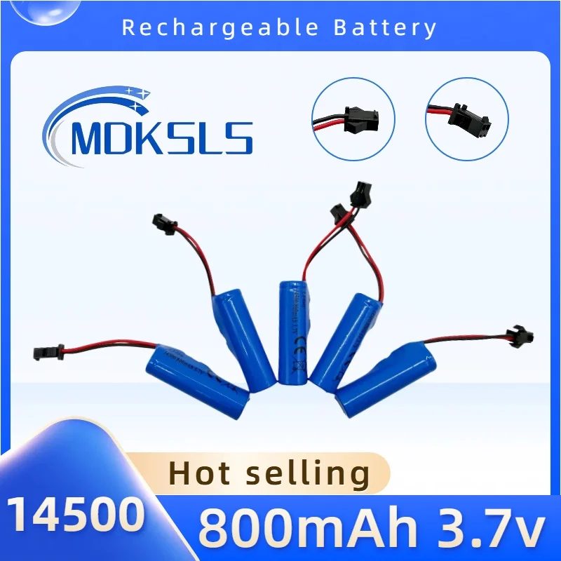 

3.7V 800mAh Battery 14500 and Charger for C2 D828 RC Stunt Dump Car Toy Accessory 3.7V 14500 Li-ion Battery with SM-2P Plug