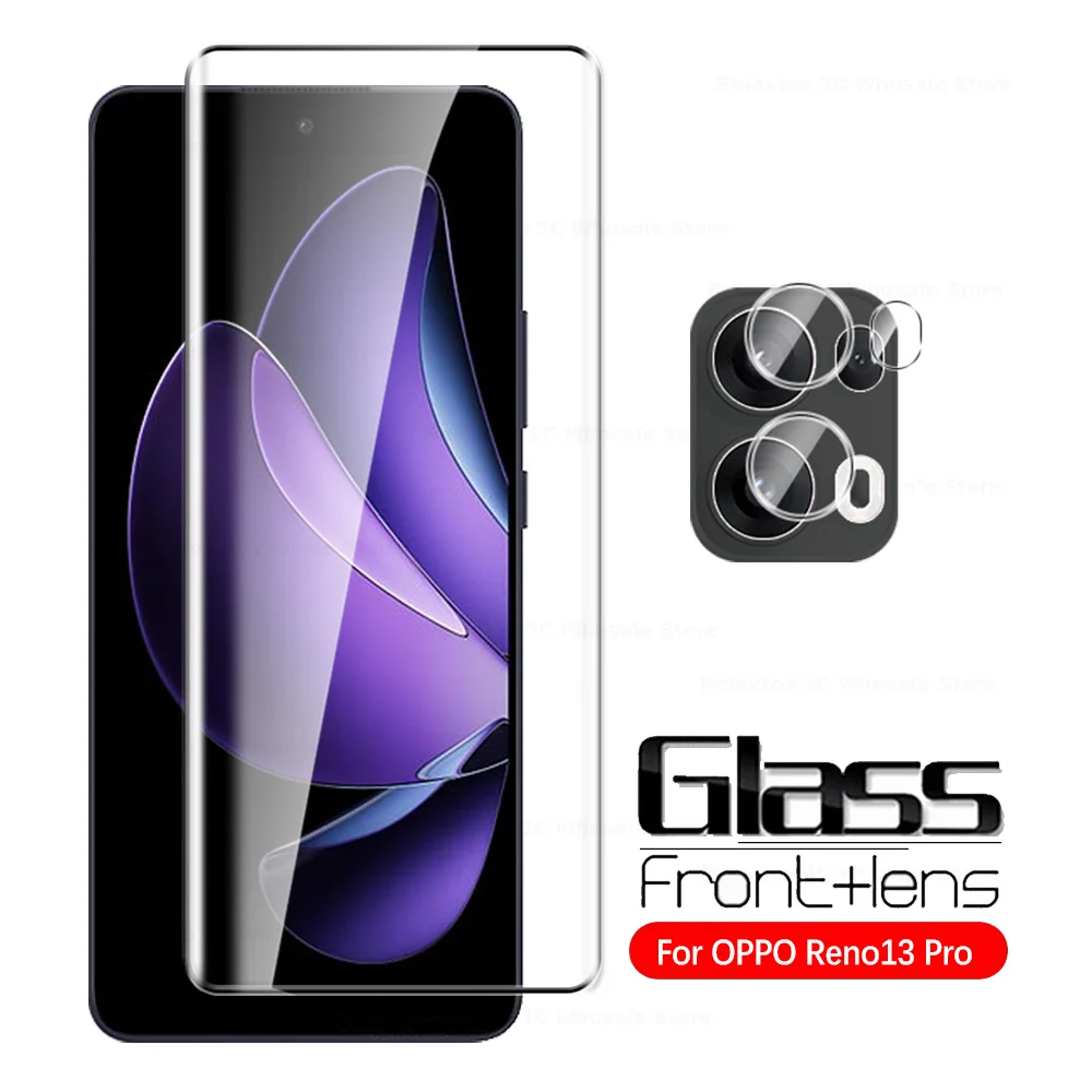 Film d'objectif d'appareil photo 2 en 1, pour Oppo Reno13 Pro, verre tremp� pour Oppo Reno 13 Pro 13Pro Reno13Pro 5G, protecteur d'�cran incurv� de 6,83 pouces