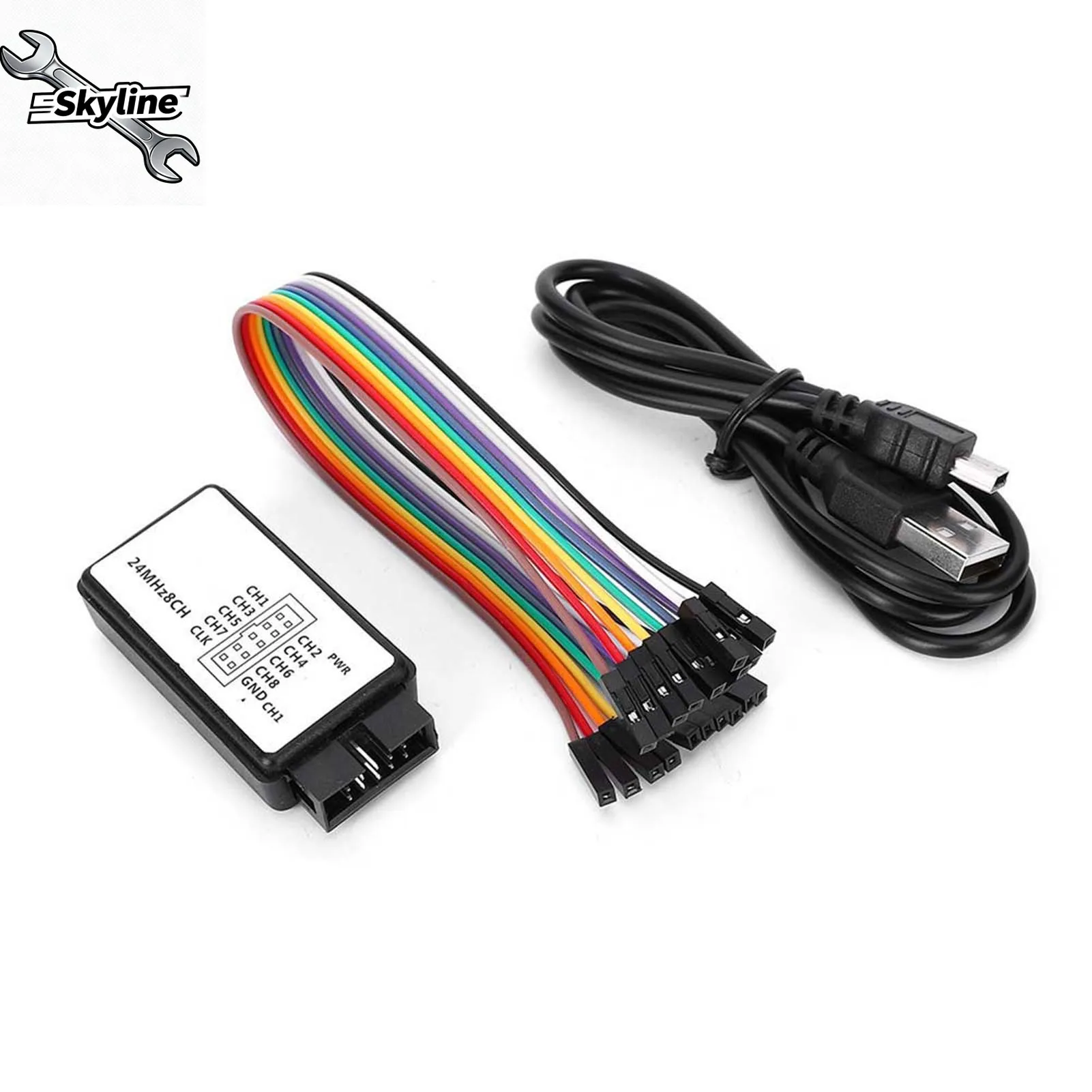 Logic Analyzer 24MHz Logic Analyzer Device USB Logic Analyzer Device Set Mini Digital Pocket Size 8 Channel Input Memory 24MHz