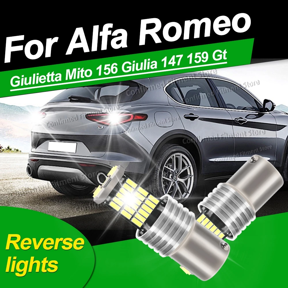 

2 шт. 8200LM 1156 BA15S Canbus LED лампы заднего хода 6000K белые, Plug & Play для Alfa Romeo Giulietta Mito 156 Giulia 147 159 GT
