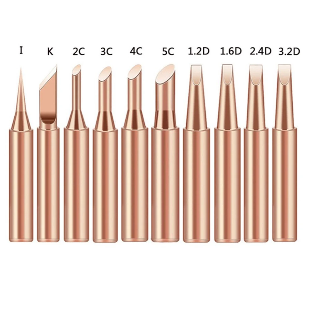 

10Pcs Pure Copper Soldering Iron Tips 900M-T Replacement Soldering Iron Head For Rework Station Welding Tool Accessory