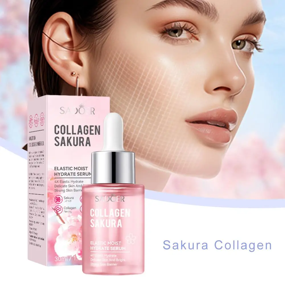 30ml Sakura Collagen Bouncy Hydration Essence Nourishing Rejuvenation Serum Care Skin Face Pure Whitening G8s0