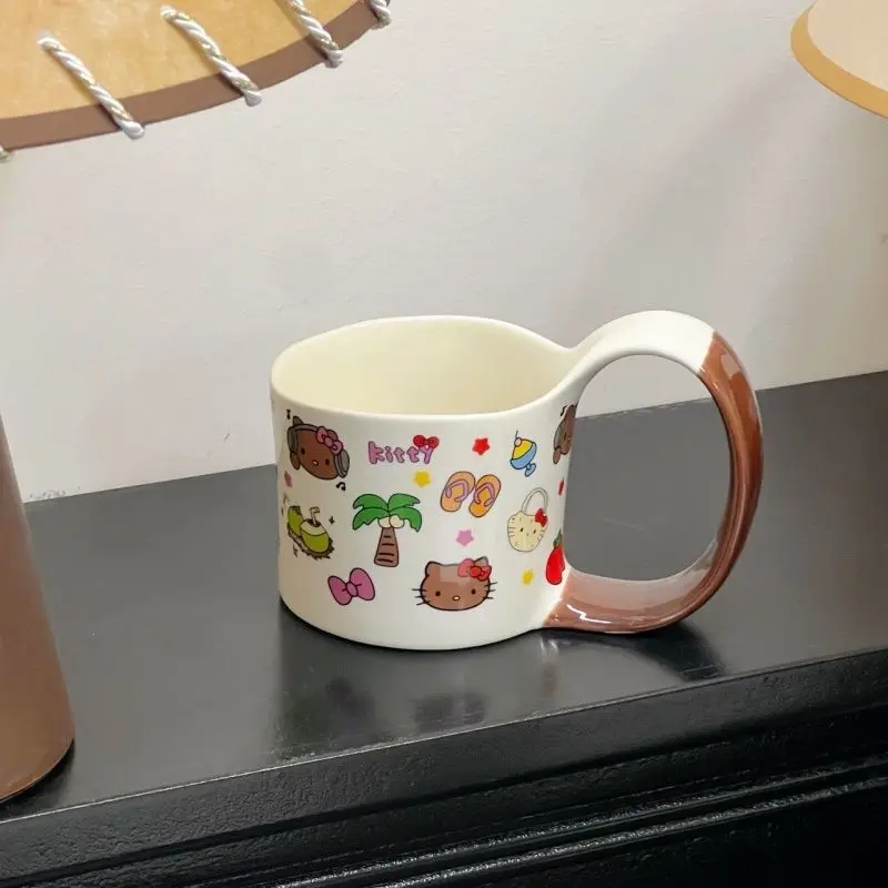 แก้วน้ำเซรามิกน้ำหนักเบา ลายการ์ตูนซานริโอ้ คิตตี้ เมโลดี้ ดีไซน์สวยงาม เหมาะสำหรับใช้ในบ้าน สำนักงาน หรือดื่มน้ำตอนเช้า