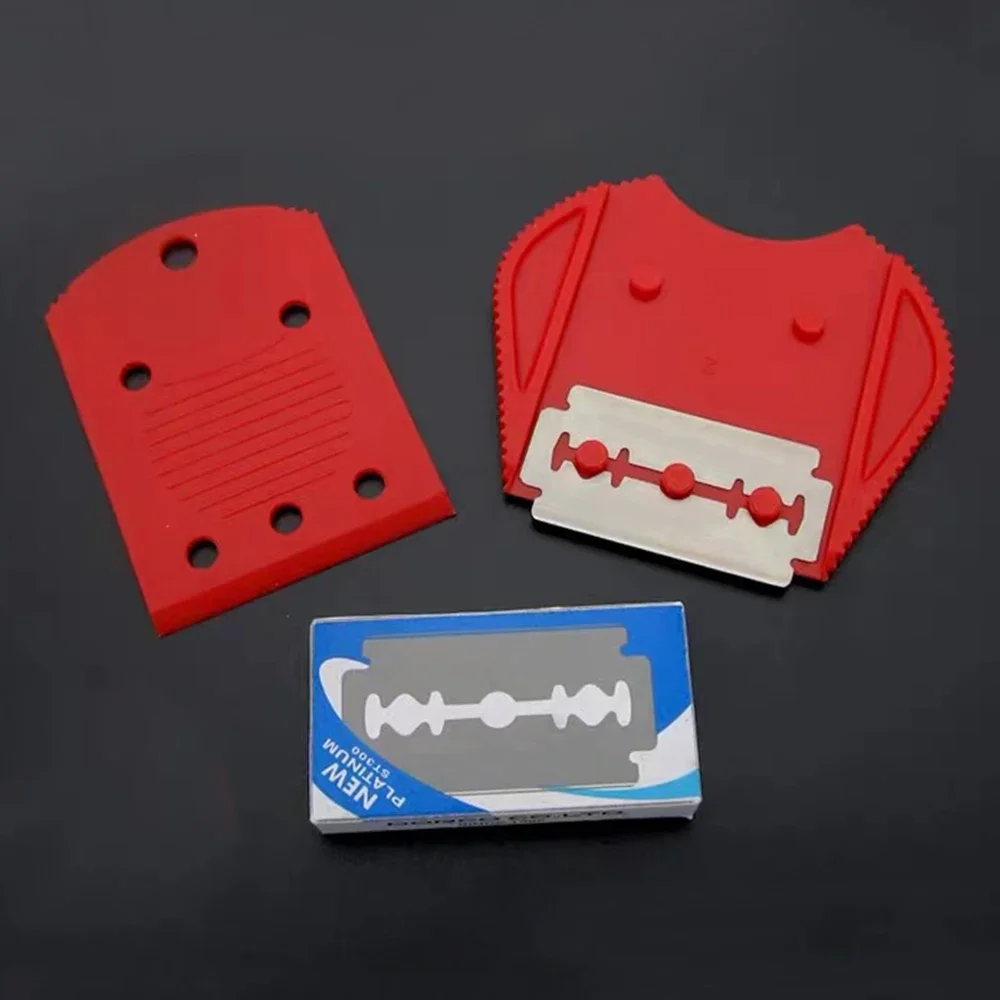 Strumento per la pulizia dello sgommatura a tre fori strumento per la rimozione della colla con staffa a lama bifacciale in plastica multiuso