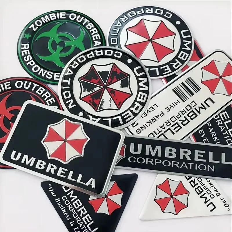 3D Aluminum Car Badge Sticker Umbrella Corporation LOGO Body Trunk Decoration Decals for Mercedes Benz Chevrolet JEEP Seat Mazda