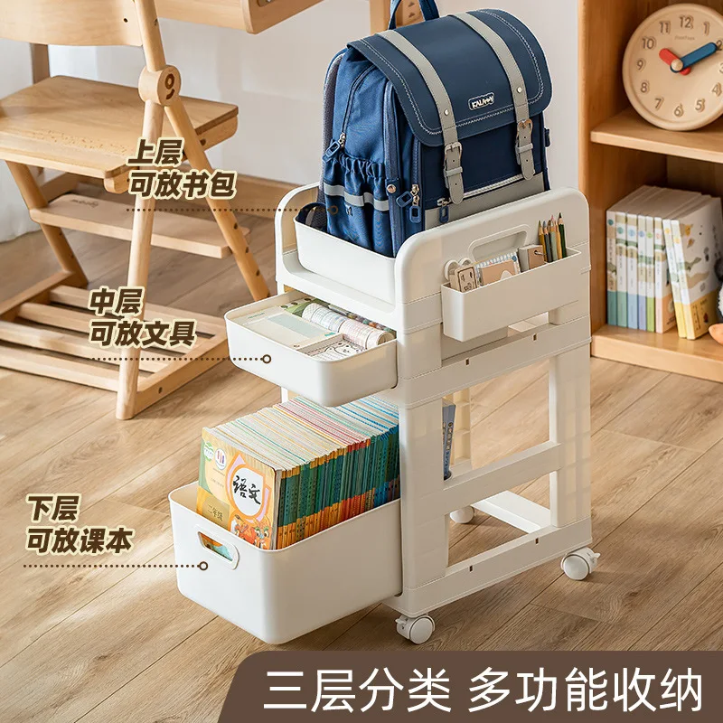 Bookbag Storage Rack Movable Office Desk Storage Cabinet Desktop Workstation Artifact Bag Small Cart Bookshelf