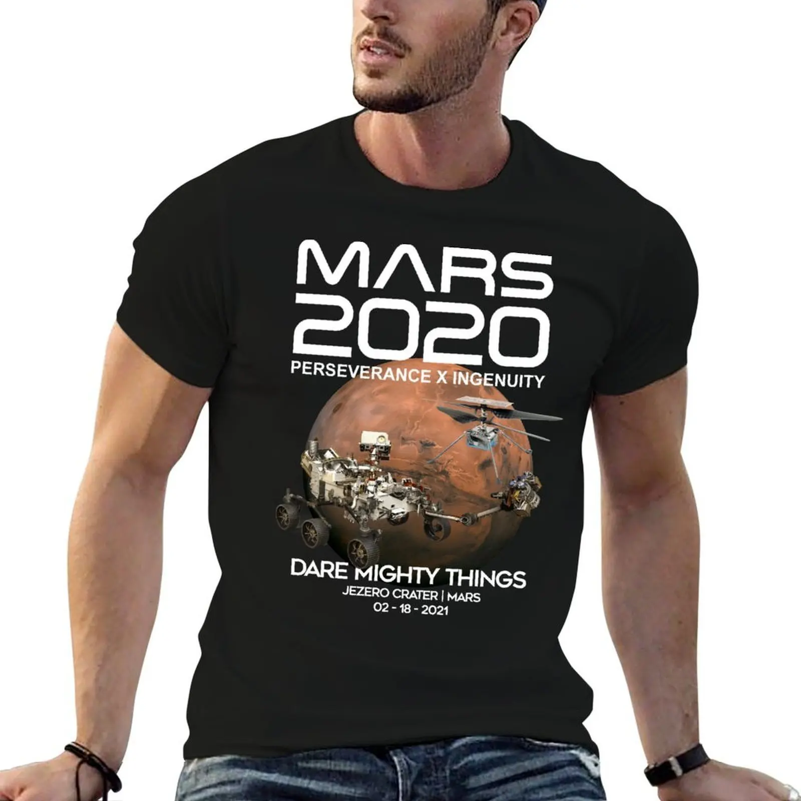 T-shirt Mars 2020 Perseverance x Ingenuity Dare Mighty Things, t-shirt de vacances