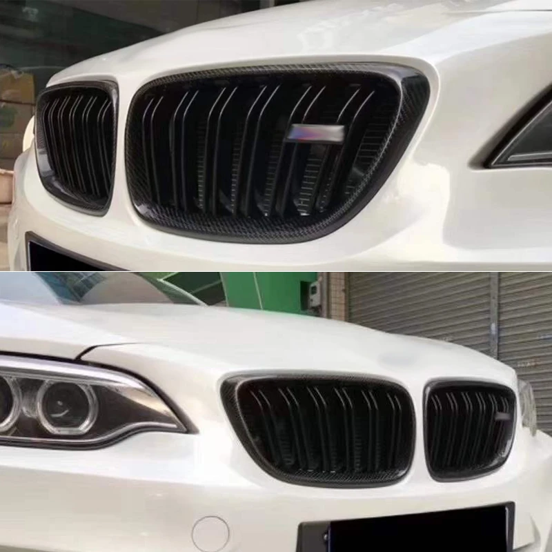 Double Kidney Slat Front Grille Carbon Fiber Bumper Grill For  2 Series F22 F23 235I 240I M2 F87