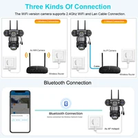 Caméra IP WIFI 10K 20MP pour extérieur, 4 objectifs, 4 écrans, zoom 16X, caméras de surveillance vidéo sans fil CCTV, protection de sécurité 6K 12MP 6