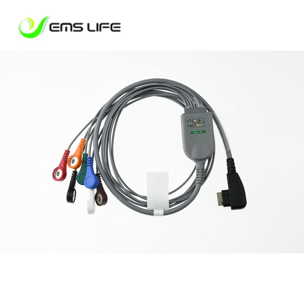 2018 wholesale DMS holter ECG cable 7 leads snap