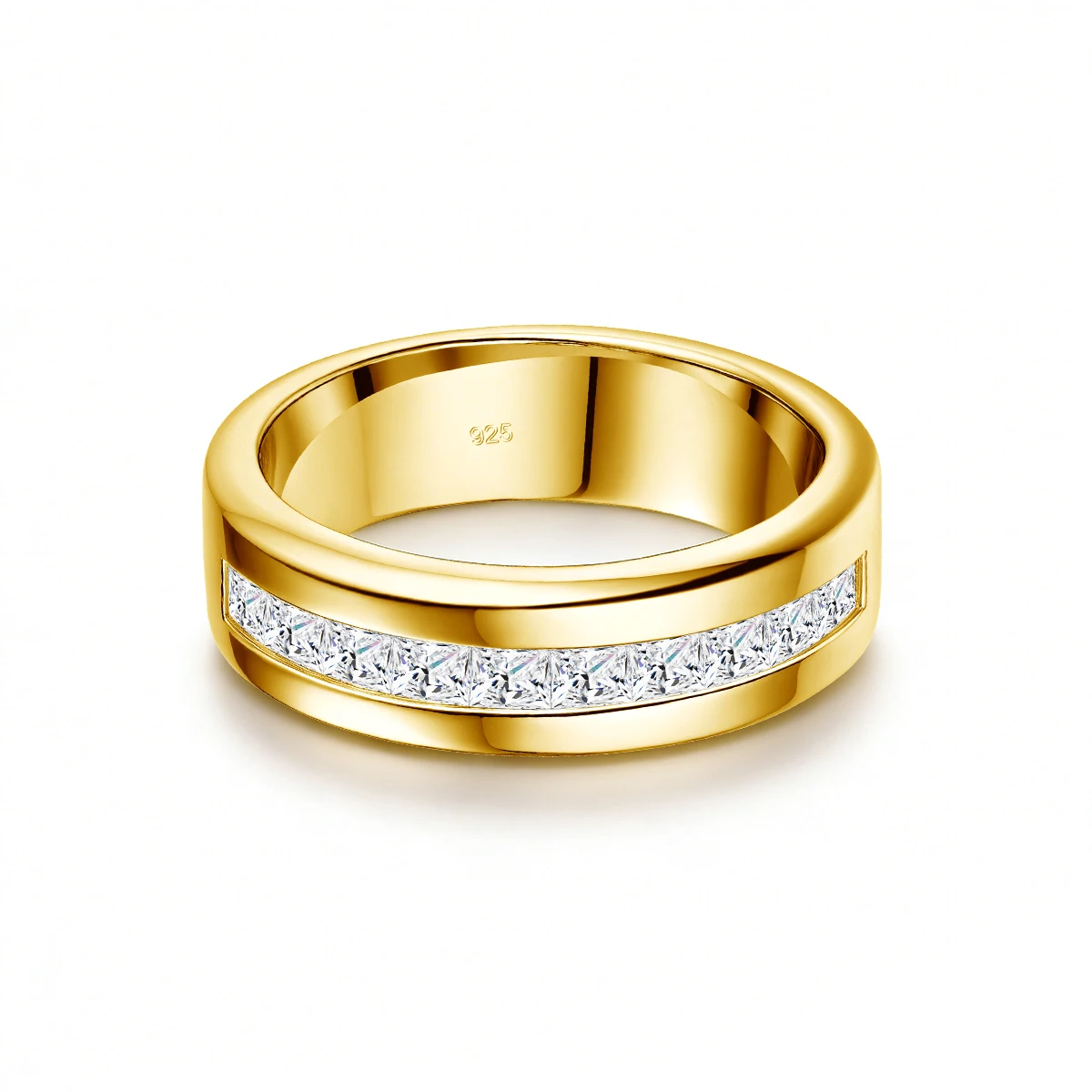 Einfacher 925er Silber-Zertifizierter Moissanit-Hochzeitsring für Männer, Romantische Verlobungsringe für Paare, Damenschmuck – Detail 2
