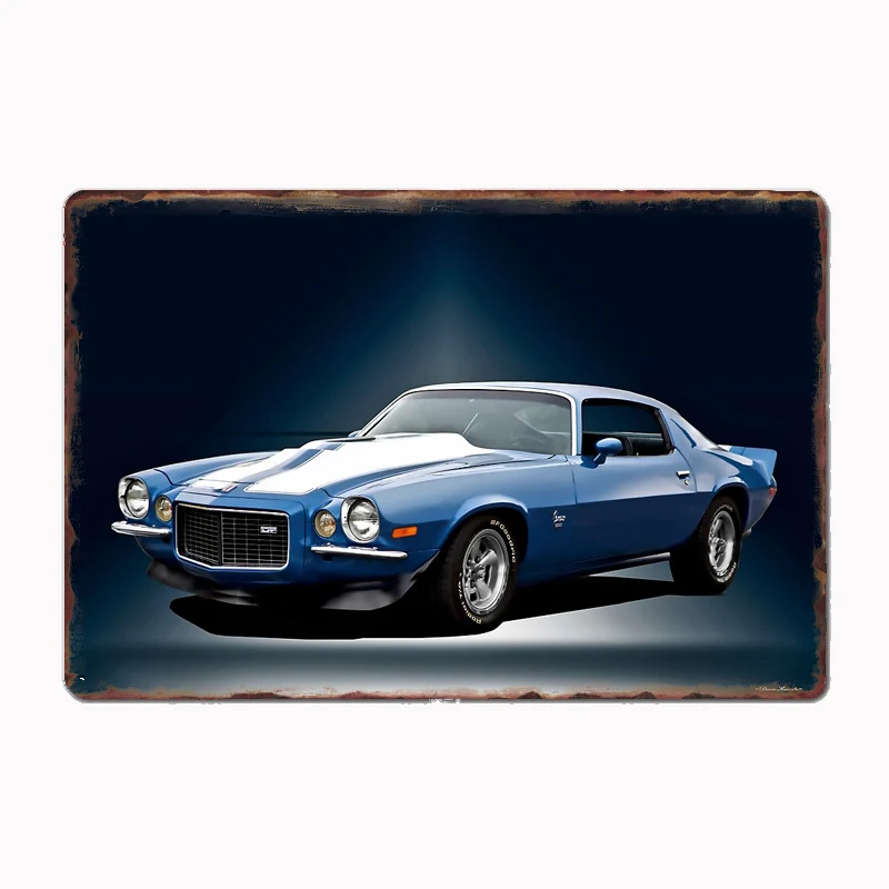 1972 Camaro 350 LT Legend Classic Sports Car Metal Poster Sign Club Mural Wall Art Plaque Tin Room Decoration Home Decor