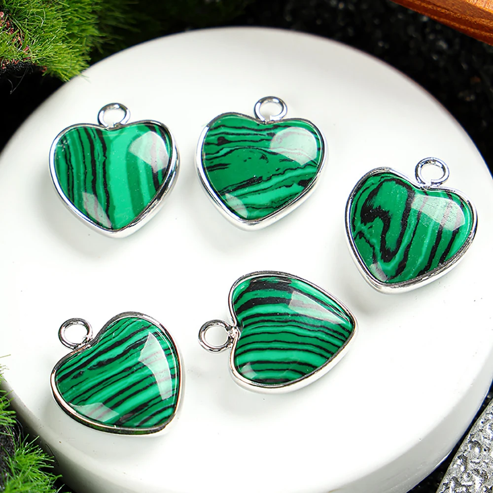 14pcs/lot Jewelry Accessory Natural Glass Love Metal Edge  Pendant For Charms Earrings  Mobile Phone Shell Bracelet