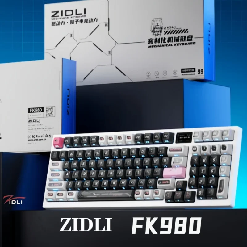 ZIDLI  FK980 gaming Keyboard Wireless Bluetooth thri-mode RGB 99key Hot Plug E-sports Game Mechanical Keyboard Magnetic Power