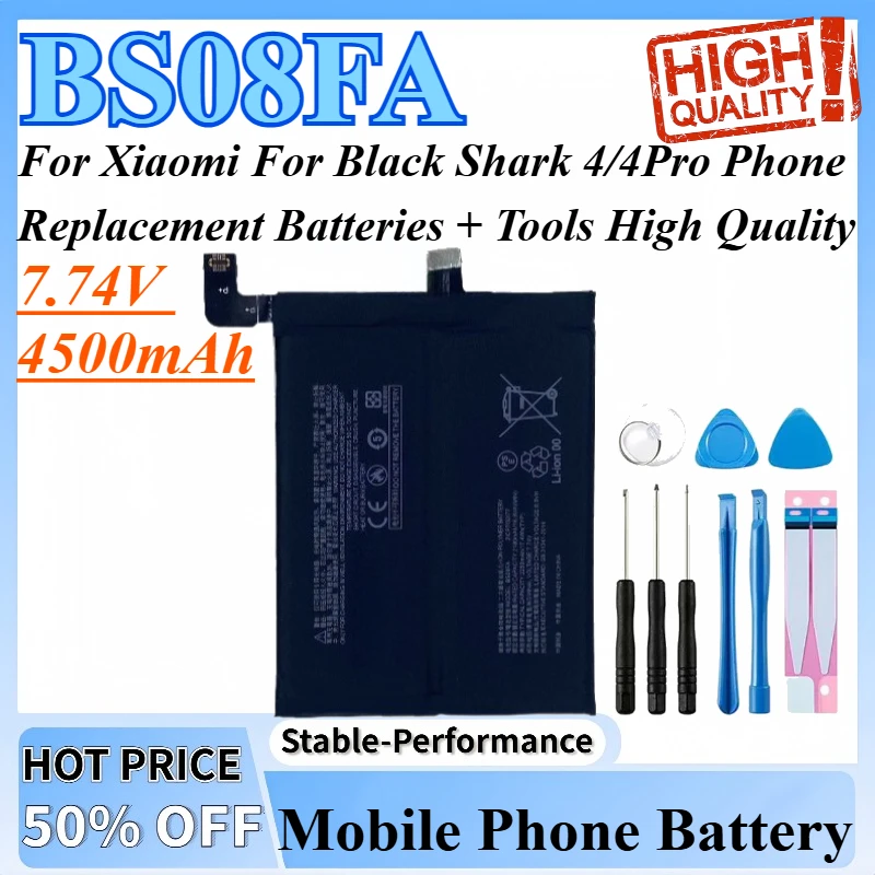 

7.74V 4500mAh BS08FA Battery For Xiaomi For Black Shark 4/4Pro Phone Replacement Batteries + Tools High Quality