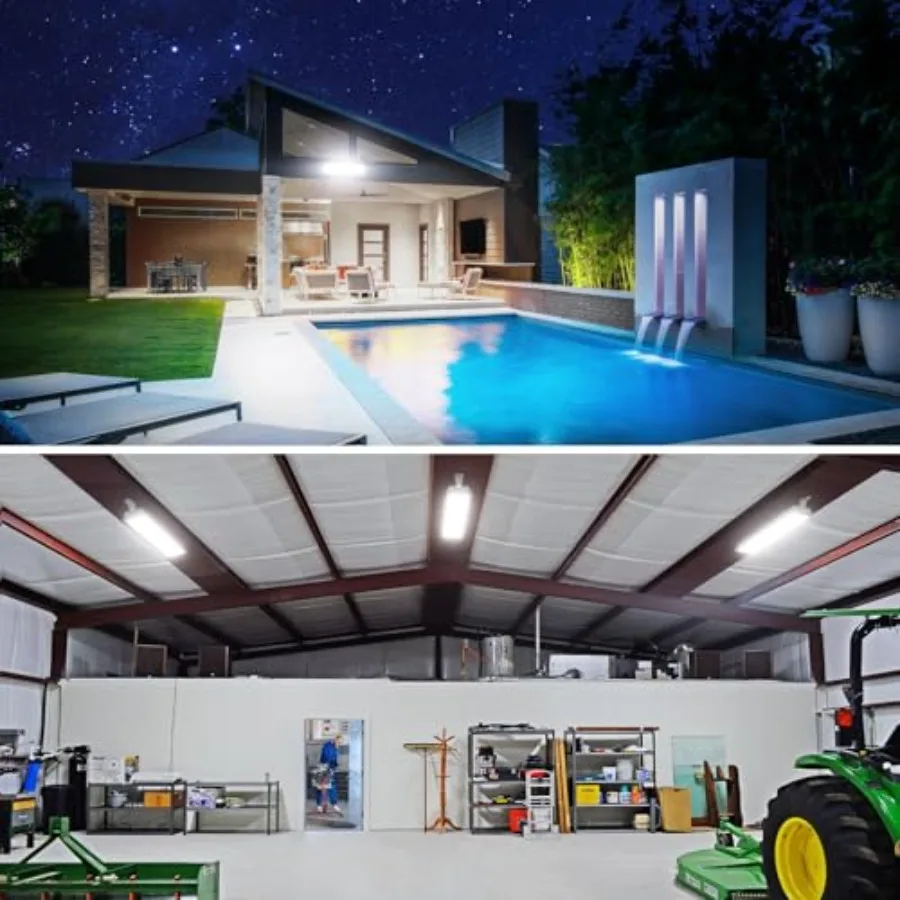 LED Shop Lights for Workshop, 90W 10000lm LED Work Lights for Garage, 6500K Daylight White Ultra Bright Plug in Outdoor Light,