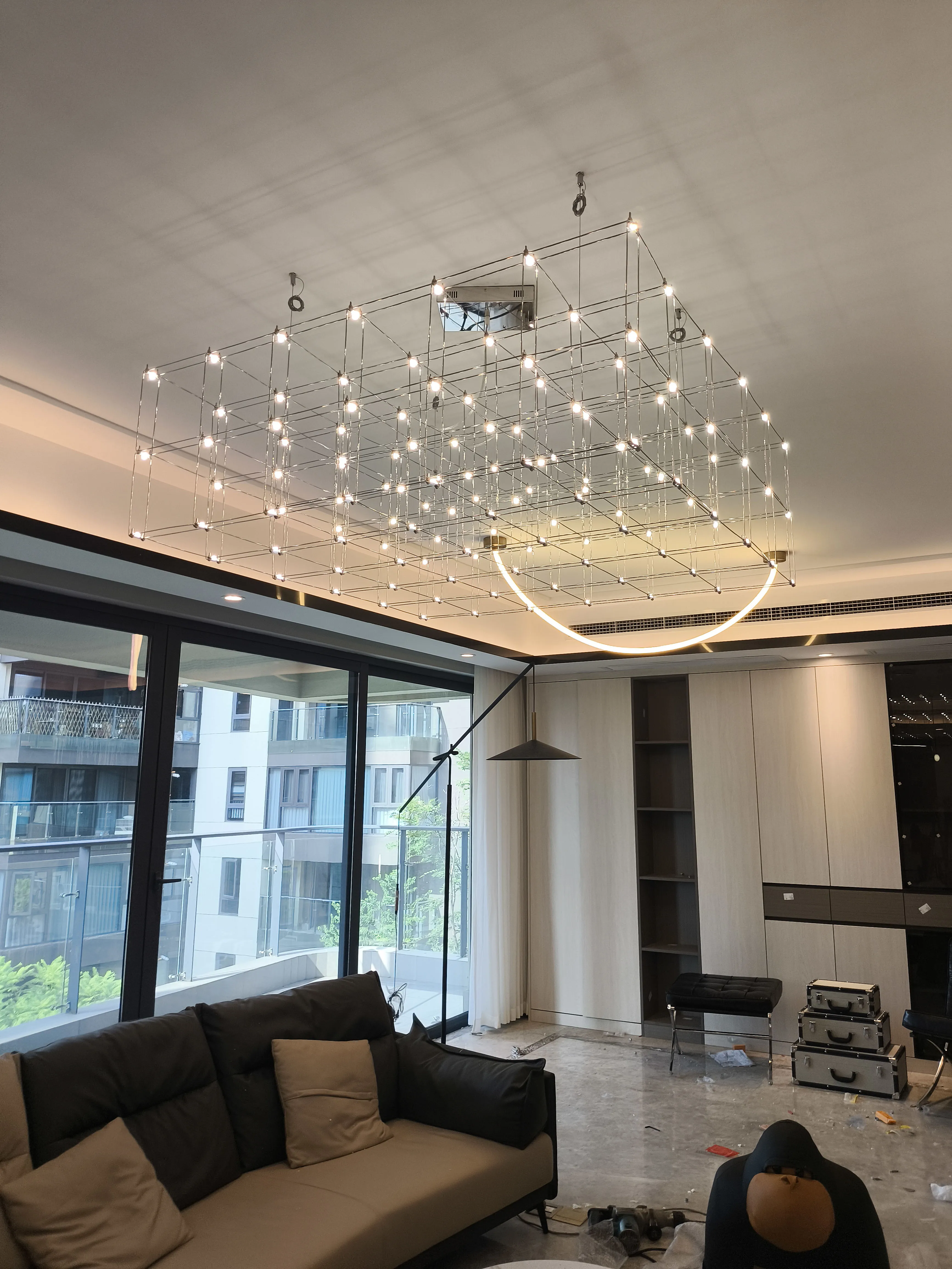 

Rectangular Rubik's Cube Led Chandelier On The Third Floor Of The Hotel Lobby Decoration Project Fixed Geometric Stereo Lighting