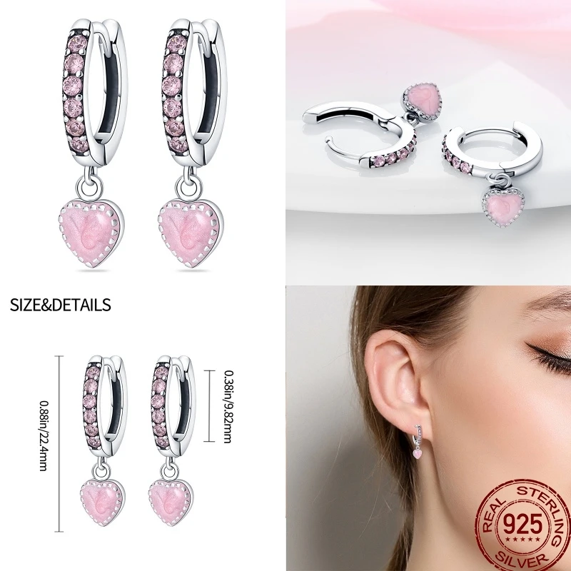 Spring Earrings Women 925 Sterling Silver Flower Butterfly Starry Moon Double Hoop Ear studs Jewelry Exquisite New Year Gift