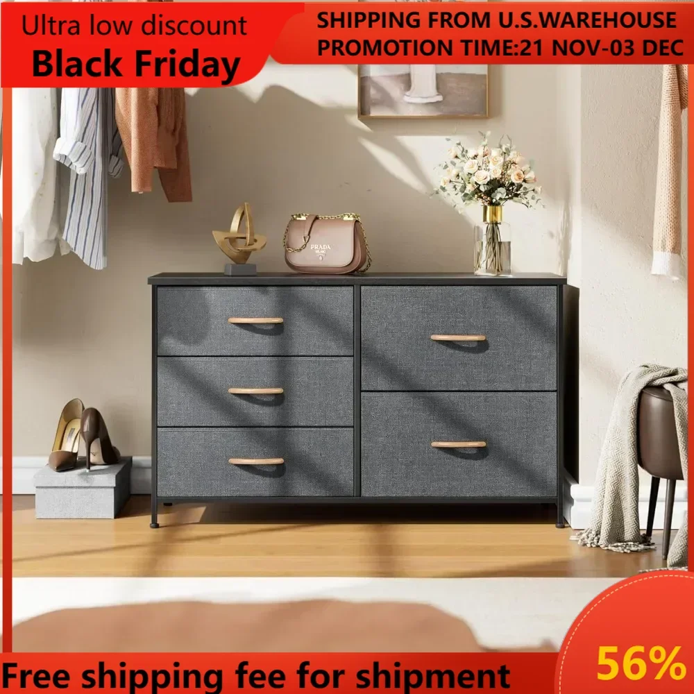 

Dresser for Bedroom with 5 Drawers, Storage Drawer Organizer,Wide Chest of Drawers for Closet,Clothes,Kids, Nursery,vanity table