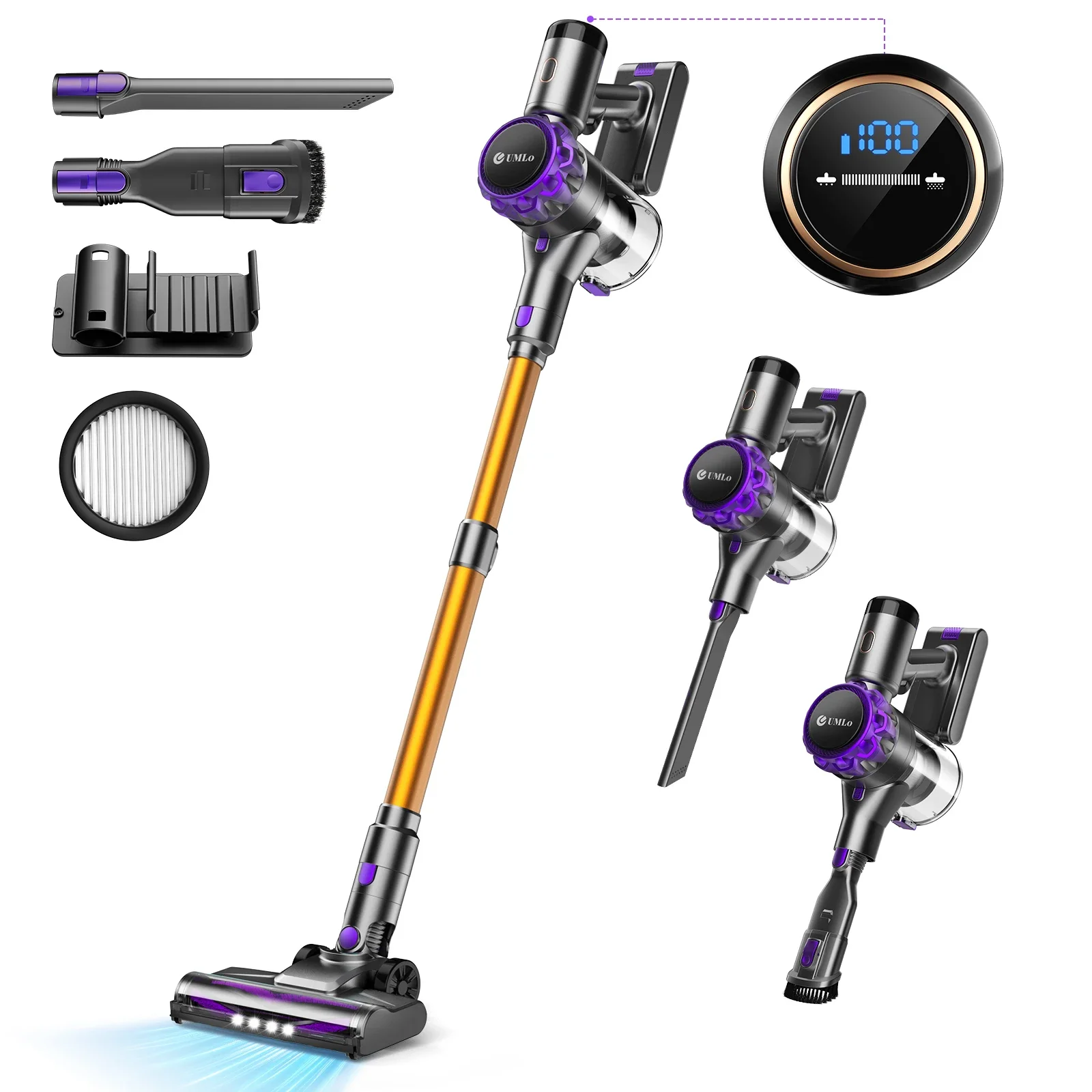 

S3 Cordless Hardwood Floors Cleaner, Lightweight Vacuum Cleaners Multi-Surface Cleaning with Smart Control System