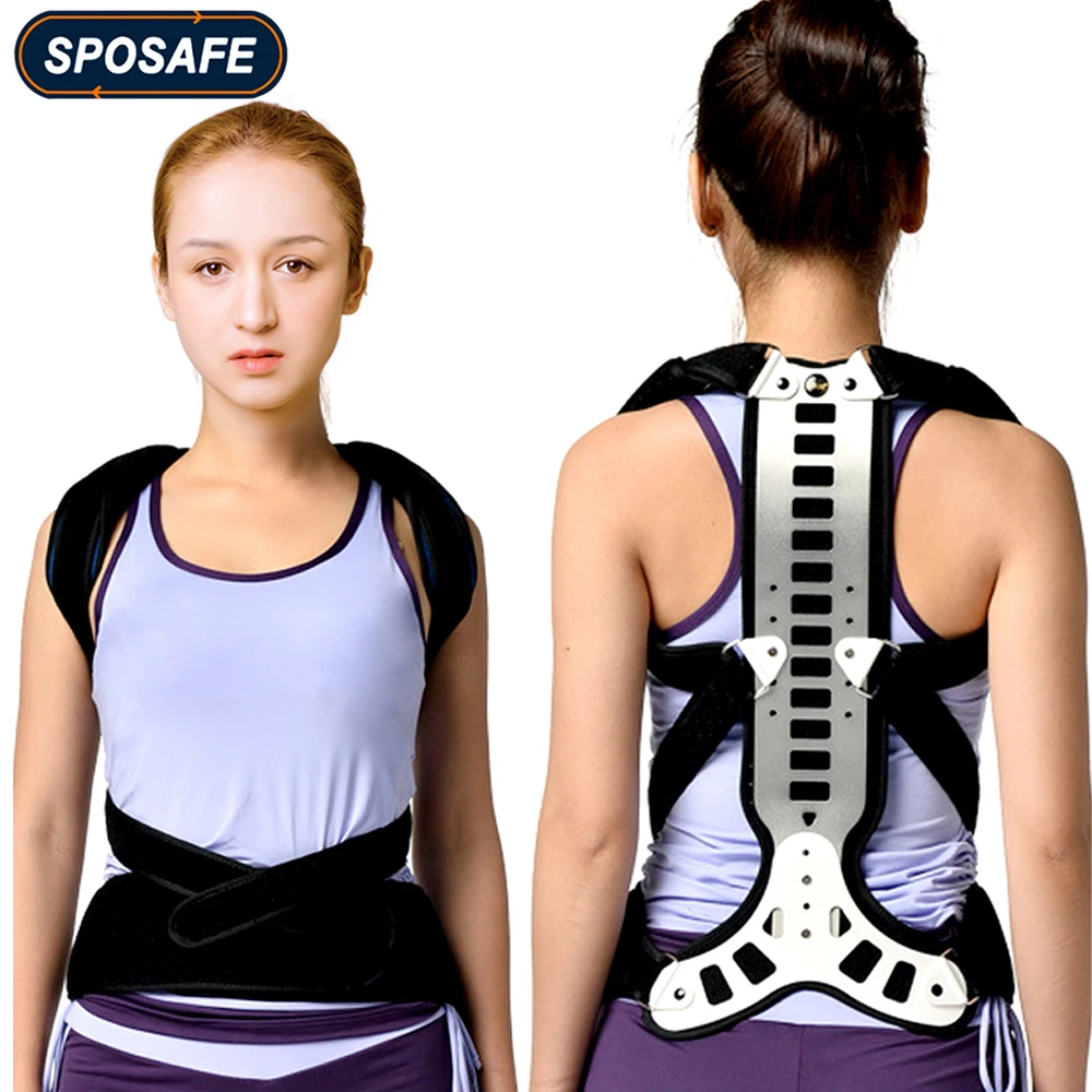 Metal Full Back Brace Posture Corrector Men Women Upper Back Straightener Shoulder Support Brace for Back Pain Relief