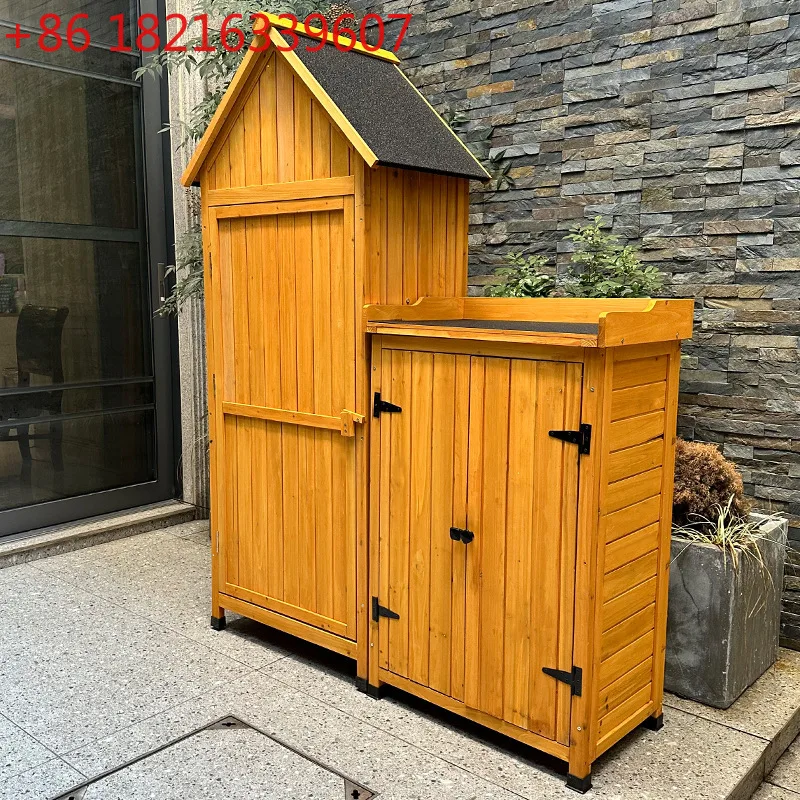 

Outdoor Storage Cabinet Solid Wood Toolbox Pastoral Garden Storage Cabinet Rainproof Gardening Balcony Garden Sundries Sorting